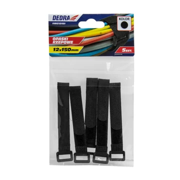 DEDRA Tépőzáras szalagok 16x310mm, fekete 5db beállítva