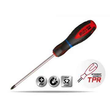 DEDRA Csavarhúzó csillag Phillips PH2x38mm, S2acél, 2anyagú fogantyú