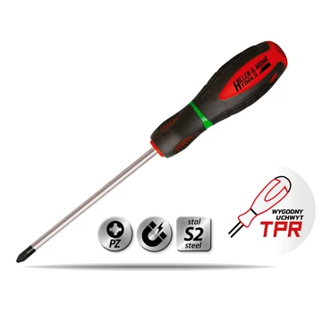 DEDRA Csavarhúzó csillag Pozidriv PZ2x150mm, S2acél, 2anyagú fogantyú