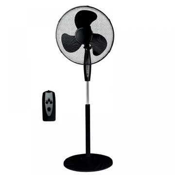 DEDRA Időzítős, 3 sebességes állványos ventillátor, 16"", távirányító, 45W, hálós védőburkolat, fekete