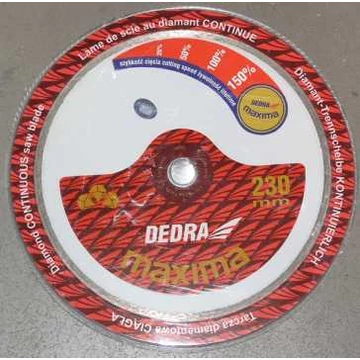 DEDRA MAXIMA Folyamatos vágóélű gyémánttárcsa csempe, kerámia, márvány vágásához 230mm/22,2