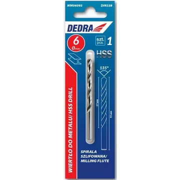 DEDRA Fémfúró 1 db, HSS, DIN338, 9,0x125mm