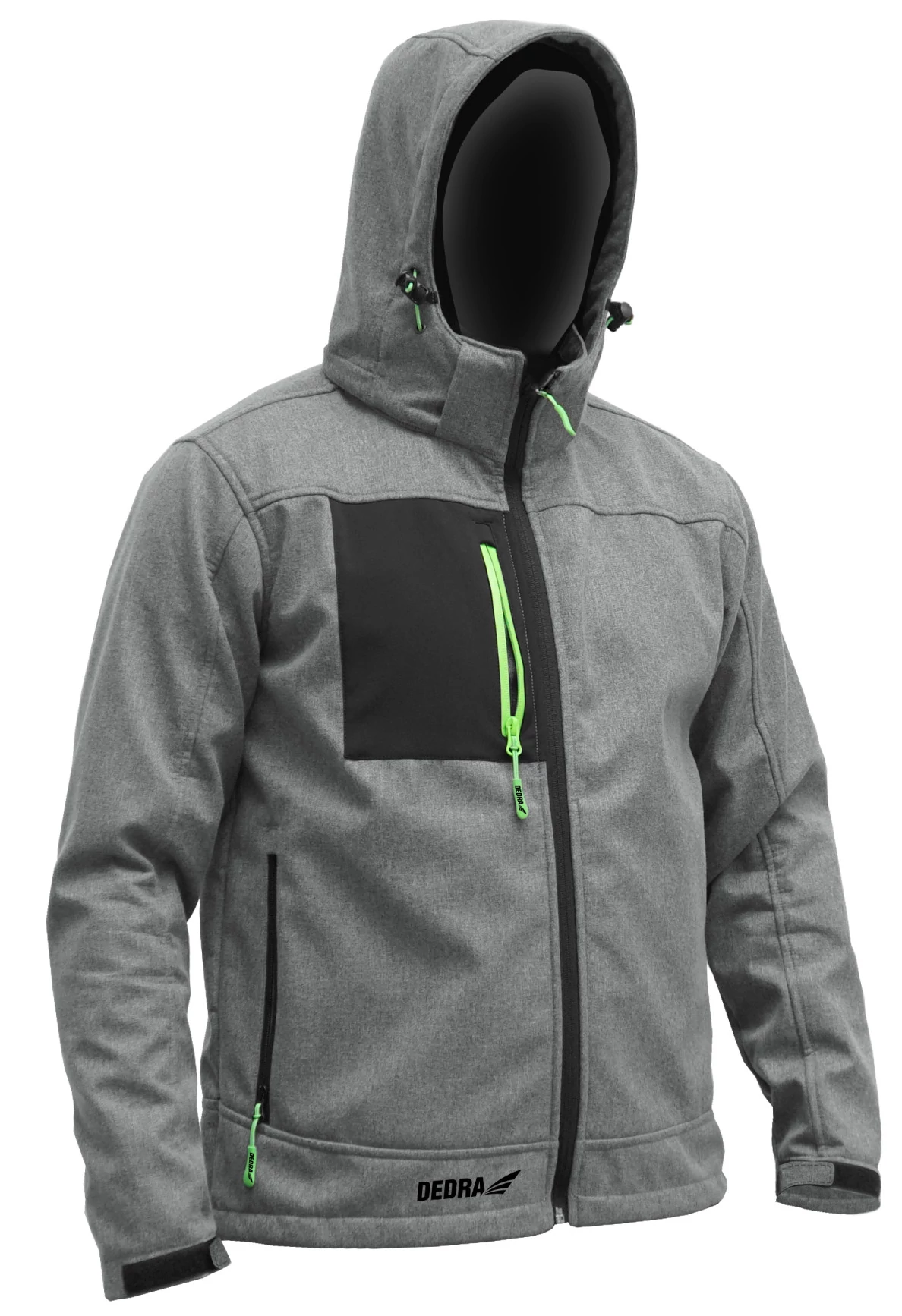 DEDRA Softshell kabát kapucnival, méretek: M, 96% poliészter+ 4% elasztán